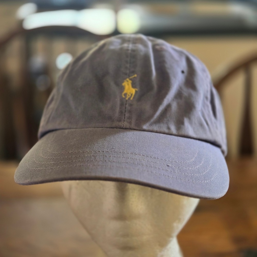 Vtg 90s Polo Ralph Lauren Baseball Hat Cap Pony Logo Distressed Blue Gray Cotton